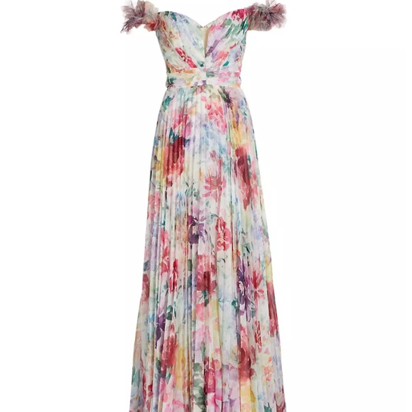 Marchesa Notte Dresses & Skirts - Marchesa Notte Off-The-Shoulder Chiffon Gown